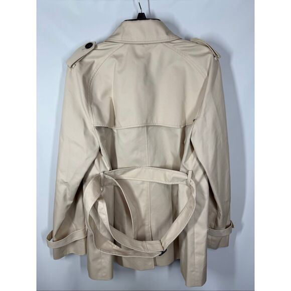 Coach Women Solid Short trench coat 29" length color porcelain size large NWT - Picture 15 of 16